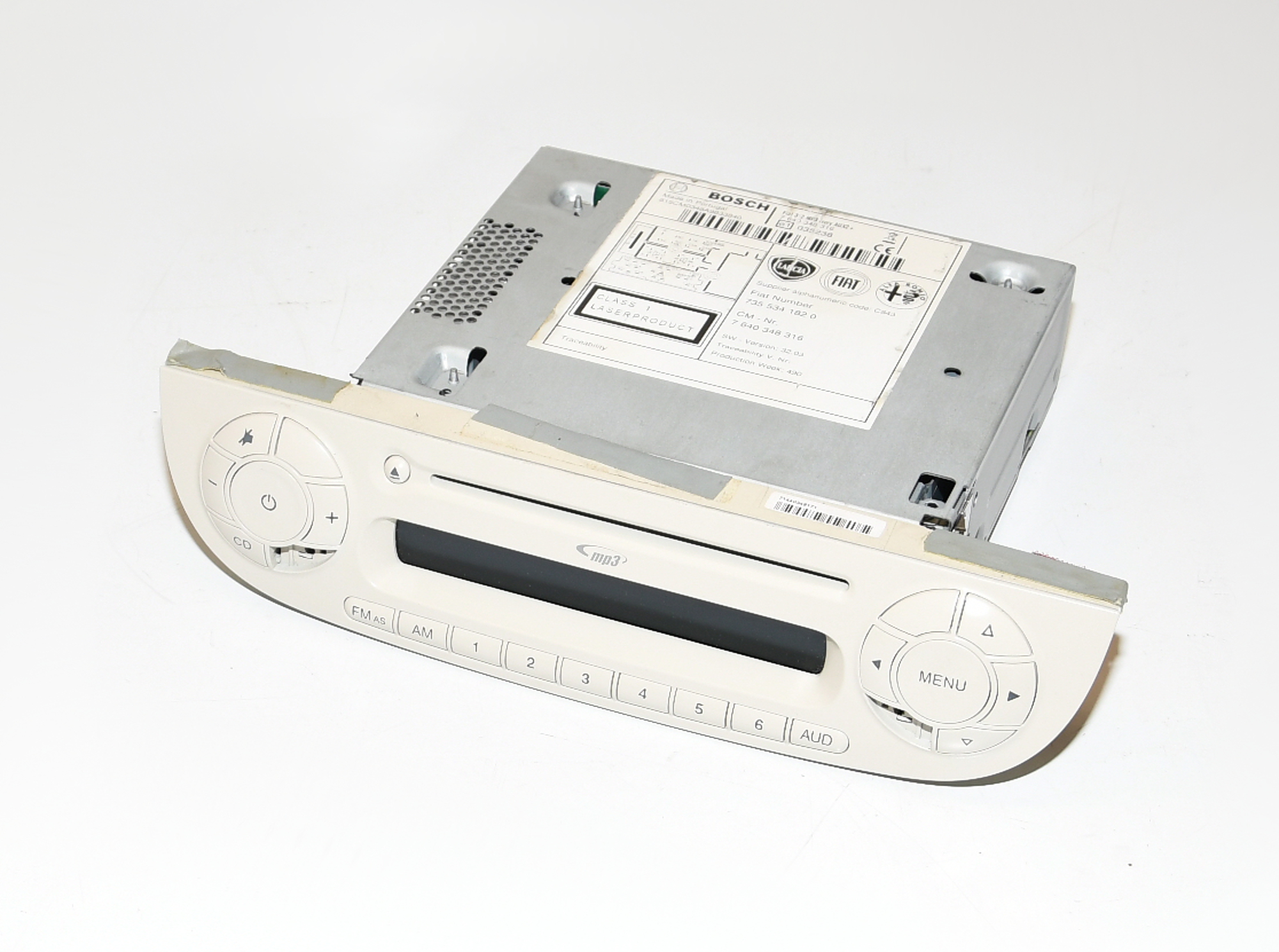Autoradio CD-Radio  7355341820 ELFENBEIN Ohne Code Fiat 500 Original Bosch 